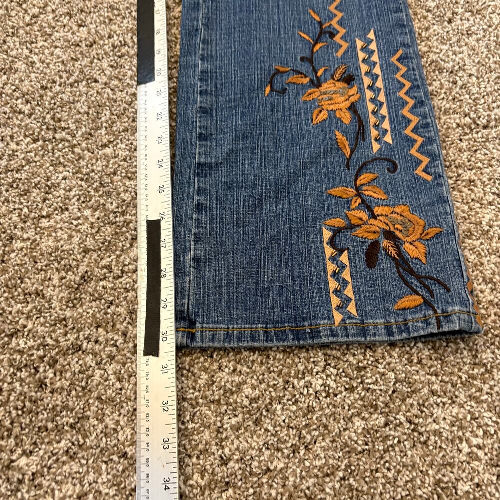 Y2K Coldwater Creek Embroidered Floral Bootcut Jeans Boho Western Denim 12 - Picture 10 of 11